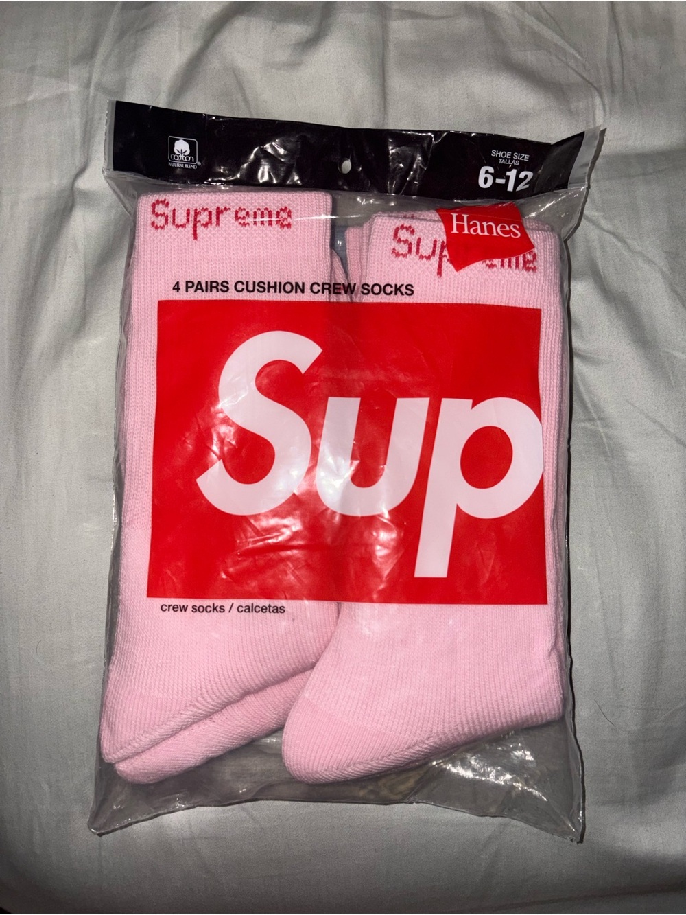 Men's Pink Supreme Socks - 4 Pairs (Size 6-12)